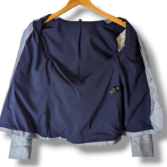 Express Linen Blend Chambray Denim-Like Office Layering Blue Blazer: Women's 0 - Picture 8 of 9